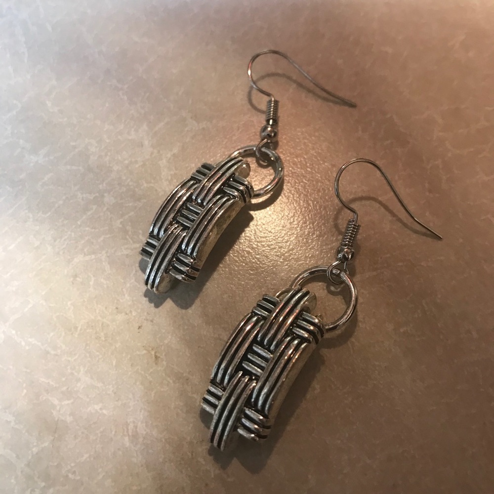 Silver Weave Dangle Earrings (reclaimed pieces)